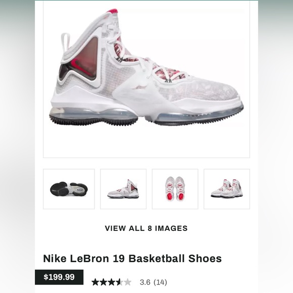 NIKE LEBRON XIX NEW Sz:7.5us Red & White EXCELLENT CONDITION THIS IS A STEAL - Picture 8 of 8